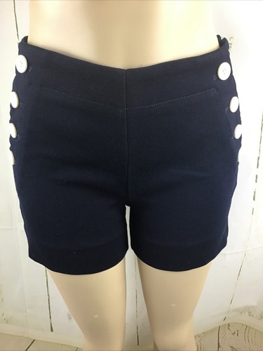 Banana Republic Women’s Navy Blue Sailor High Waisted Side Zipper Shorts Sz. 0 - Picture 4 of 12