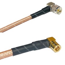 RG142 MINI UHF MALE ANGLE to SMB FEMALE ANGLE RF Cable FAST-SHIP LOT