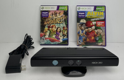 Microsoft 1414 Xbox 360 Kinect Sensor Bar Model 1414 & Two Games TESTED
