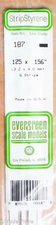 Evergreen Styrene #187 / .125" Thick - 14" Long; pkg(6) -- x .156"