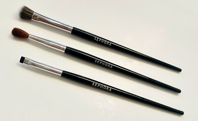 SEPHORA 3pc Makeup Brush Set, Cream Shadow, Precision Crease, Tightline EyeLiner