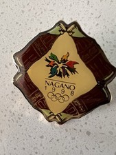Nagano Olympics Pin Badge Coca-Cola Bottle 4 Piece Pattern Square 1998