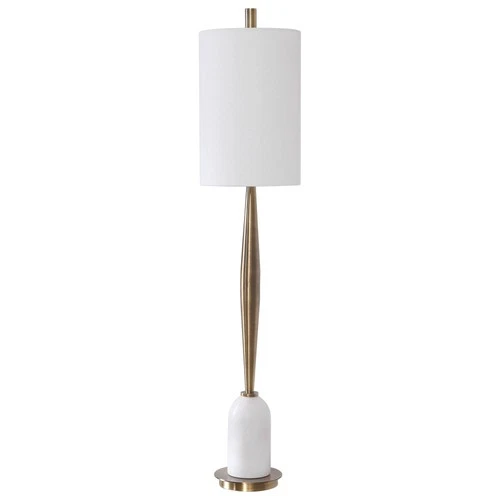 Modern Buffet Table Lamp 40" Tall Brass White Drum Shade for Bedroom Living Room - Picture 3 of 8