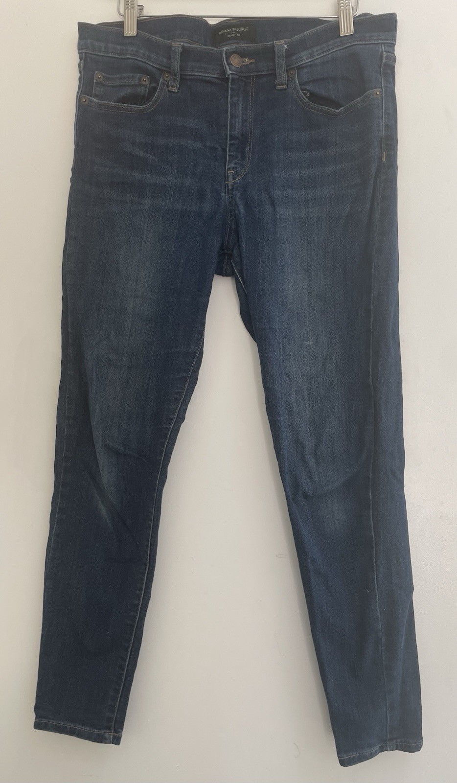 Banana Republic Women's Solid Blue Cotton Stretch Denim Skinny Fit Jeans 30/10