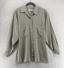 Lord & Taylor Women's Sz 10P 100% Linen Button Front Blouse Beige Career...