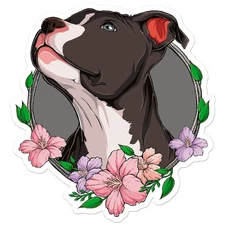Pitbull Hibiscus - Vinyl Decal Sticker - Car Window Laptop - ebn8122