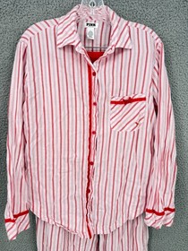 Victoria Secret Candy Cane Striped Pajama Set Medium, LS Top/Pants w/pockets