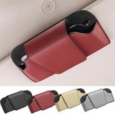 Car Sun Visor Sunglasses Case Holder Eye Glasses Box Clip Leather Shell Storage