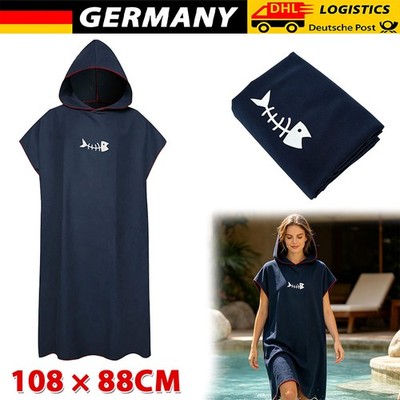 Badeponcho Strandtuch Mikrofaser schnelltrockend Bademantel Poncho Kapuze Unisex