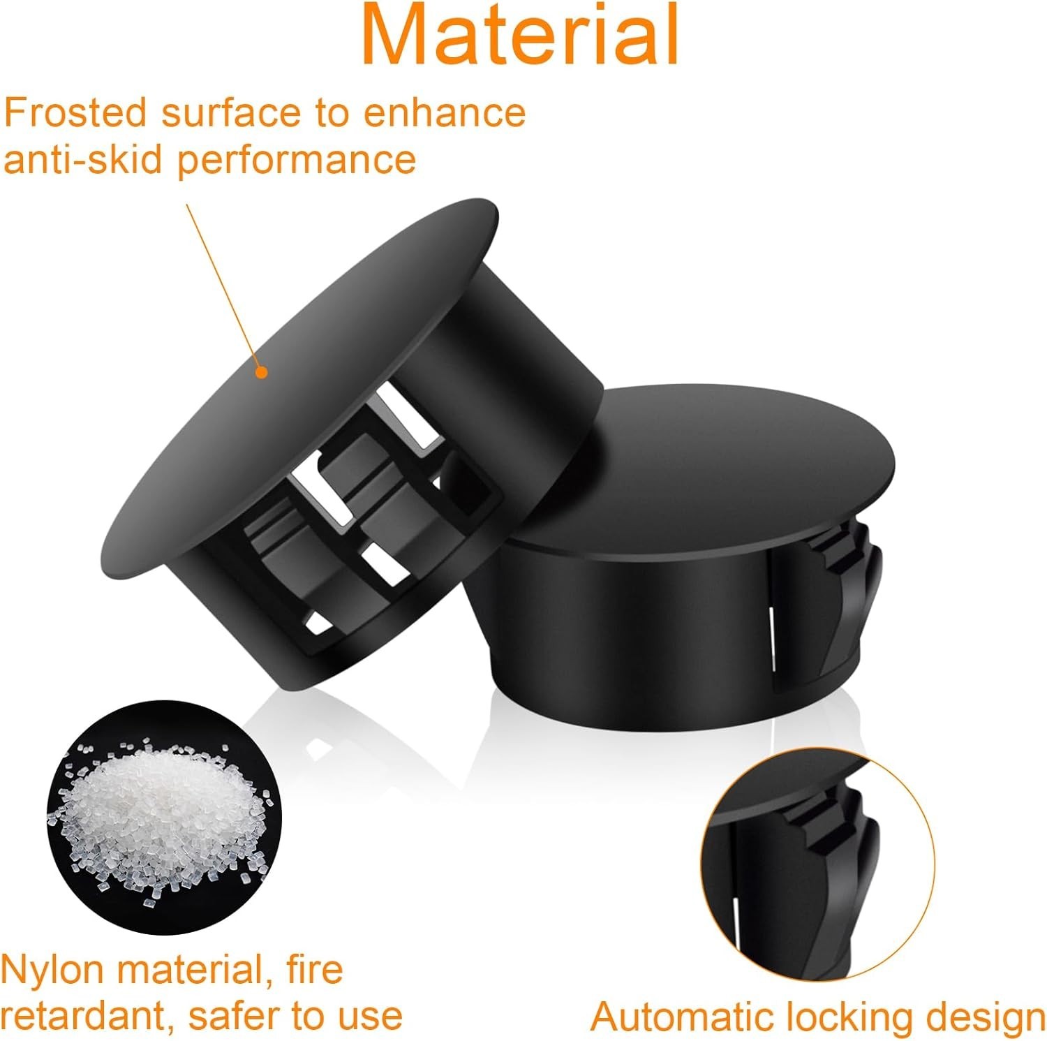 Plastic Hole Plug Set Black 200Pcs 9 Sizes Round Cap Cover Nylon Screw Cabinet..