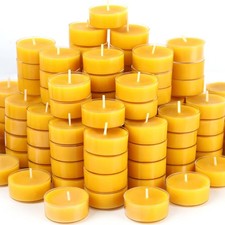 48 Packs Beeswax Tealight Candles, 100 Pure Beeswax Candles  4-Hour Extende...