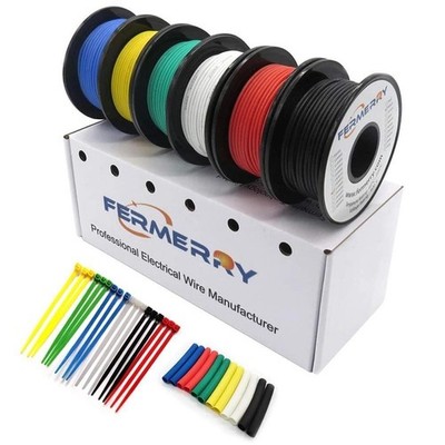 24 Awg Silicone Wire Kit 6 Colors 150ft Stranded Tinned Copper Hookup Cable | Eb