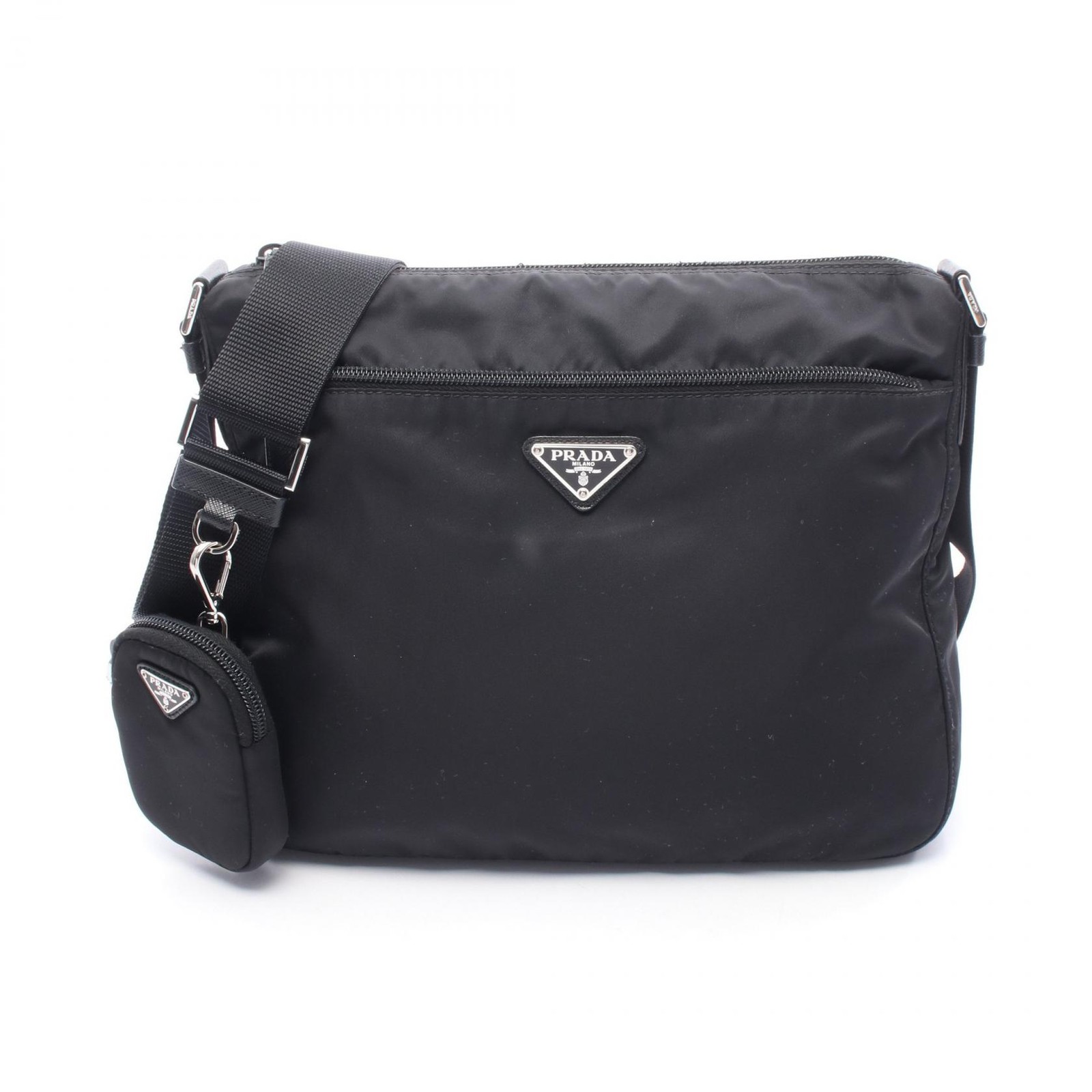 Prada Vela 1BC421 Black Nylon Shoulder Crossbody Bag Pre-Owned Women