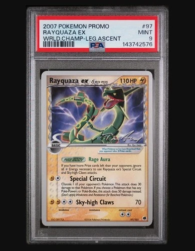 2007 Pokemon Card Rayquaza ex 97/101 PSA 9 MINT World Champion Promo NEW CERT