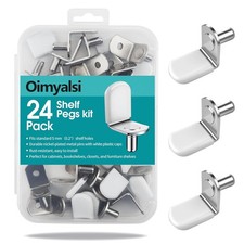 24 Pack Shelf Pegs 5mm 3/16'' with Storage Box, L-Shaped Metal Shelf Pins with
