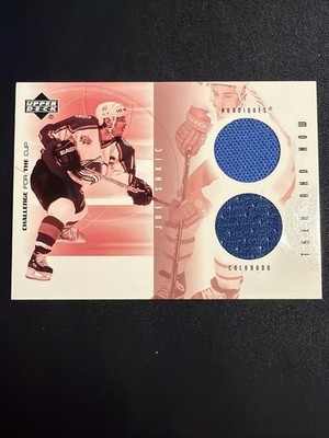 01-02 UD Challenge for the Cup THEN AND NOW DUAL JERSEY Card # TN-JS JOE SAKIC