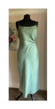 Zara Women’s Viscose Linen Midi Dress Size M UK 10/ 12 NEW Green