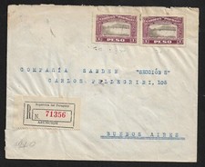PARAGUAY TO ARGENTINA INDEPENDENCE COMMEMORATIVES ON REGD. COVER 1924