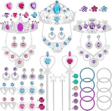 56 Pack Princess Jewelry Girls Princess Dress up Accessories Kids Play Jewelry
