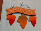 10" X 7" Autumn/Fall   Yellow/orange/Red Leaves - Hanging Welcome Door/wall Sign — photo 3