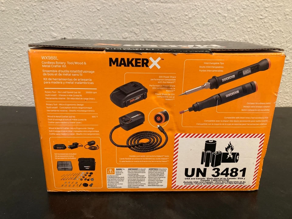 Worx MakerX WX988L 20V Cordless Rotary Tool/Wood & Metal Crafter Kit - Image 4 of 4