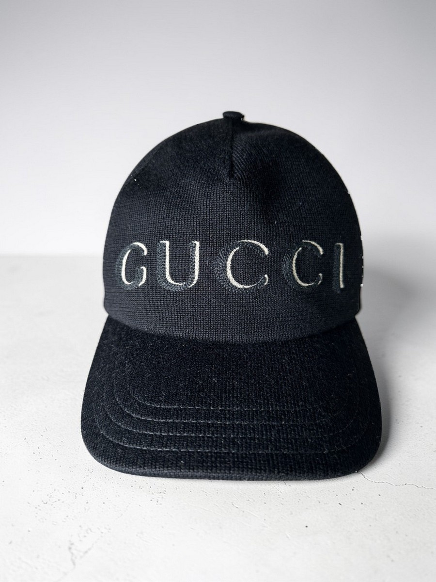 GUCCI ブラックウールキャップ NWT Gucci Black Logo Wool Baseball Cap Hat Size M Retail $675 | eBay