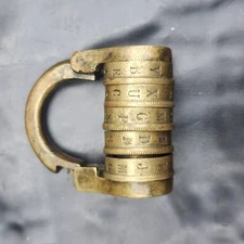 Vintage Small Brass 5-Letter Alphabet Barrel Tumbler Combination Padlock 🔒