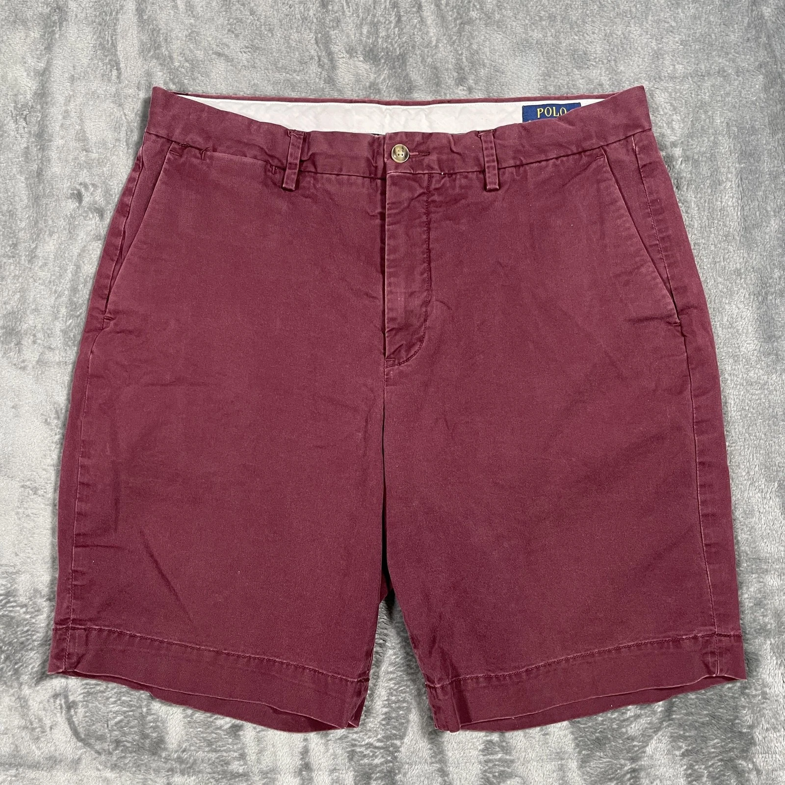 Polo Ralph Lauren Chino Shorts Mens 33 Red Stretch Classic Fit Flat Front Casual