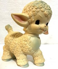Vintage The Sun Rubber Co Squeaky Lamb Baby Toy 6" Kitsch Squeaker Works 1955