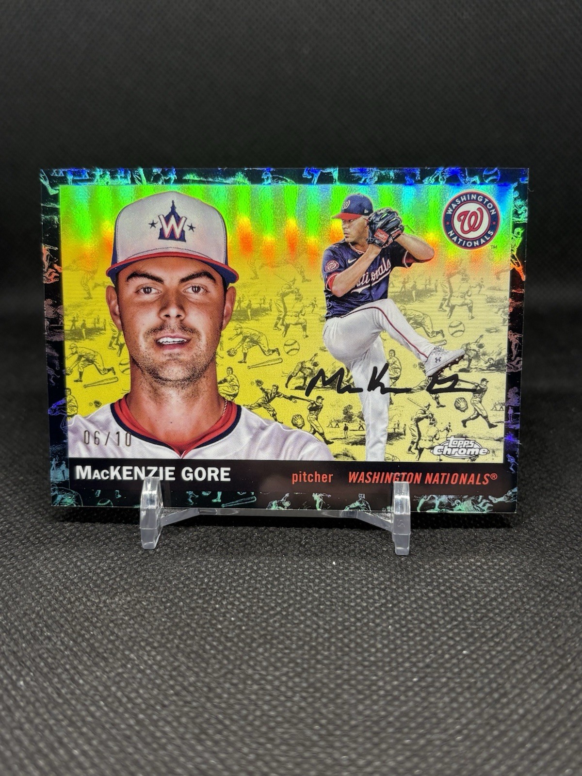 2025 Topps Chrome Platinum Mackenzie Gore Toile Black Refractor 06/10 Rangers SP