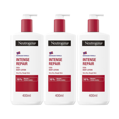 3x Neutrogena Norwegian Formula Intense Repair CICA Body Lotion 400ml Panthenol