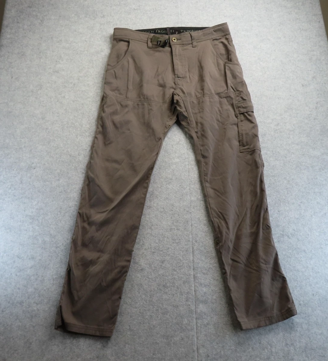 PrAna Zion Pants Mens 33x32 Brown Straight Fit Nylon Stretch Cargo Hiking