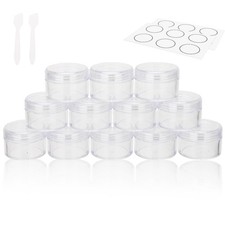 15 Grams Small Plastic Jars with Lids, 12 Pack Travel Cosmetic Containers, Em...