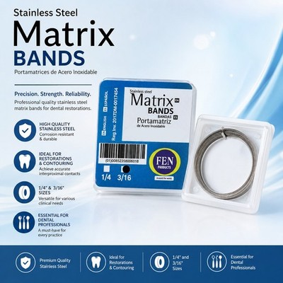 3 ROLLS DENTAL MATRIX BANDS 3/16'' (4.76 MM)  3 METER ROLLS (30 ft total)