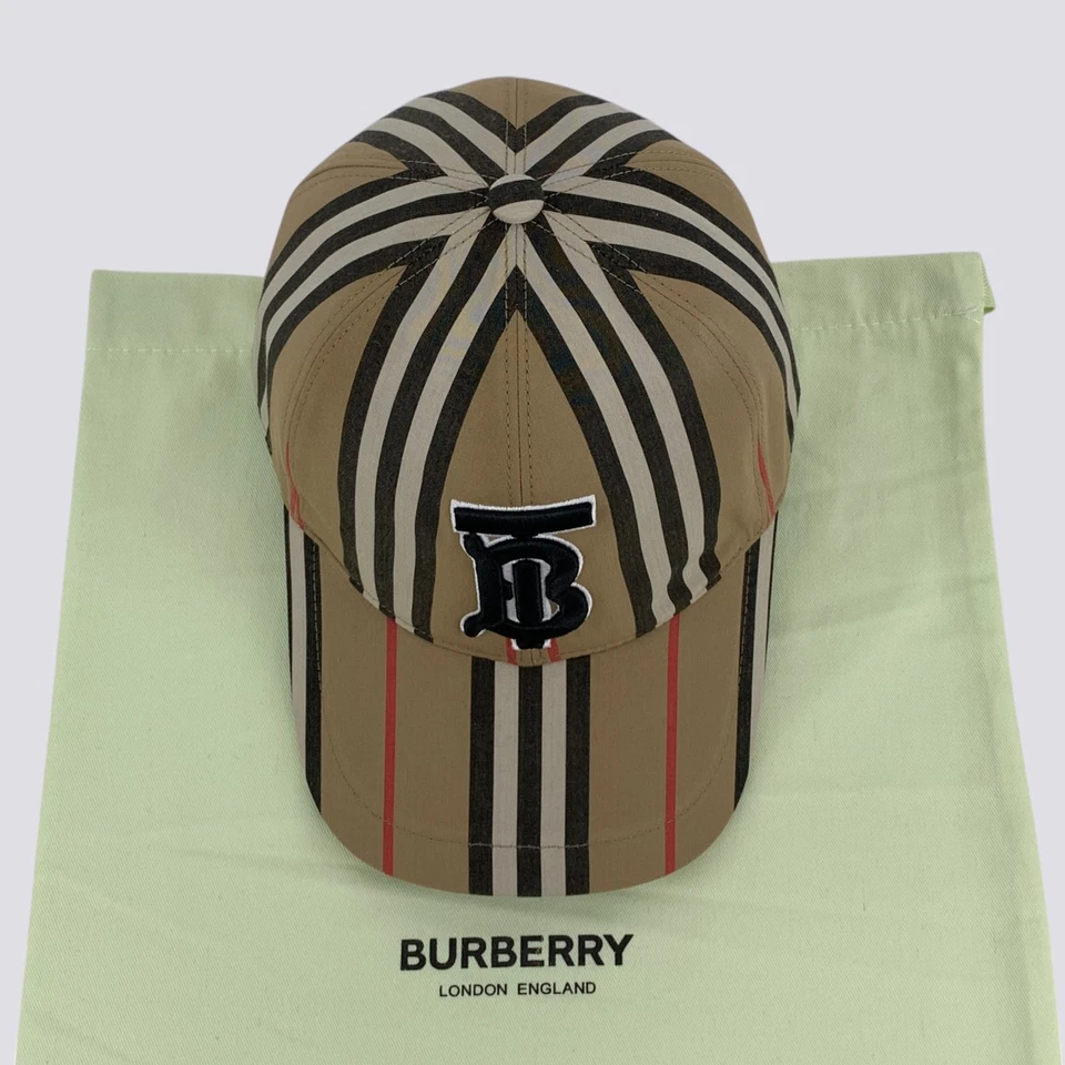 Burberry TB Monogram Motif Logo Nova Check Baseball Trucker Cap Hat Beige Size M - Image 4 of 4