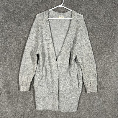 Acne Studios Raya SH Mohair Cardigan Sweater Womens Small Gray Longline Knit