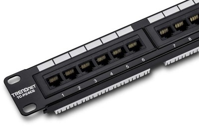 24-Port Cat6 Unshielded Patch Panel, Wallmount or Rackmount, with Cat3,4,5,5e...