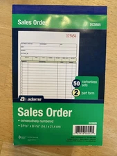 Adams 2-Part Carbonless Sales Orders Book Consecutively Numbered DC5805