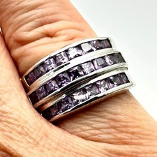 Purple Amethyst Gemstone Sterling Silver Ring Size 7