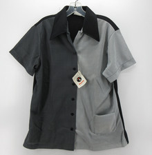 VTG King Louie Top Women 40 Gray Bowling Shirt 70s Rockabilly XL USA Made NEW