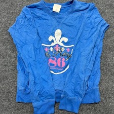 Victoria's Secret PINK Sweatshirt Womens Size L Blue Graphic Crest Crewneck