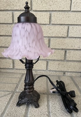 Meyda Lighting 13  Pink Mottled Glass Shade Accent Lamp Stained Glass Vanity