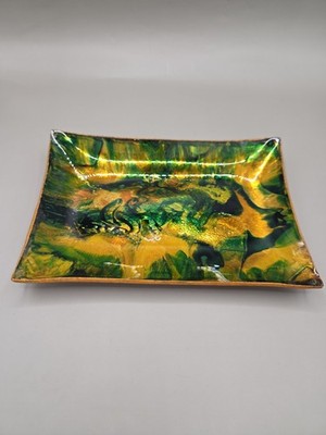 Vintage Seetusee Style Art Glass Trinket/Wall Hanging Orange Green