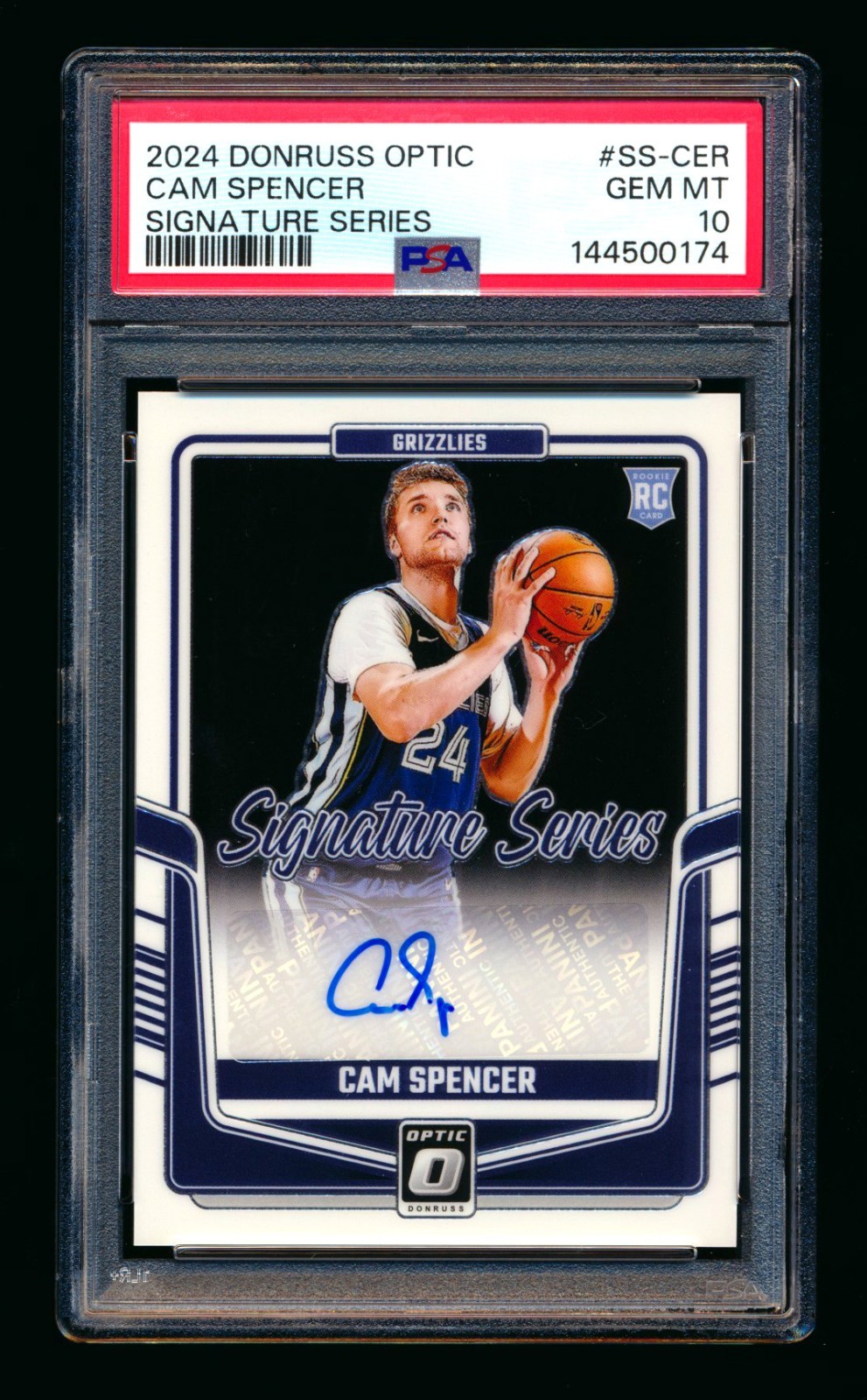 2024-25 PANINI DONRUSS OPTIC CAM SPENCER RC AUTO AUTOGRAPH ROOKIE PSA 10 GEM!