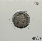 1916 Barber Dime, 90% Silver, VF/EF, Very Nice Condition, Low Mintage! 🔥