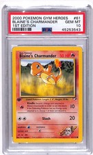 Imagen de 2000 POKEMON GYM HEROES 1ST EDITION 61/132 BLAINE'S CHARMANDER PSA 10