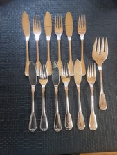 Fischbesteck Augsburger Faden 6 Personen 13tlg 100er Silberauflage