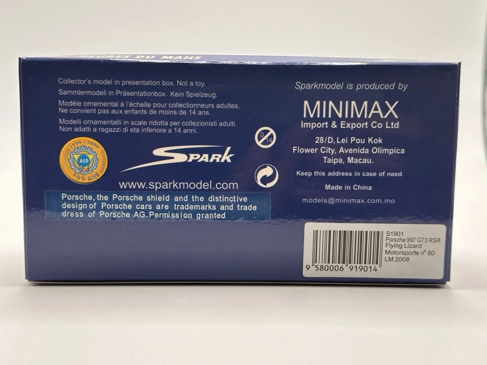 Spark 1/43 Porsche 997 RSR #80 Flying Lizard 2008 S1901 - Immagine 3 di 3