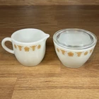 Corelle Pyrex Vintage Butterfly Gold Creamer And Sugar Bowl w Lid