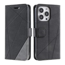 Étui en cuir noir iPhone 14 Pro Max avec joint renforcé